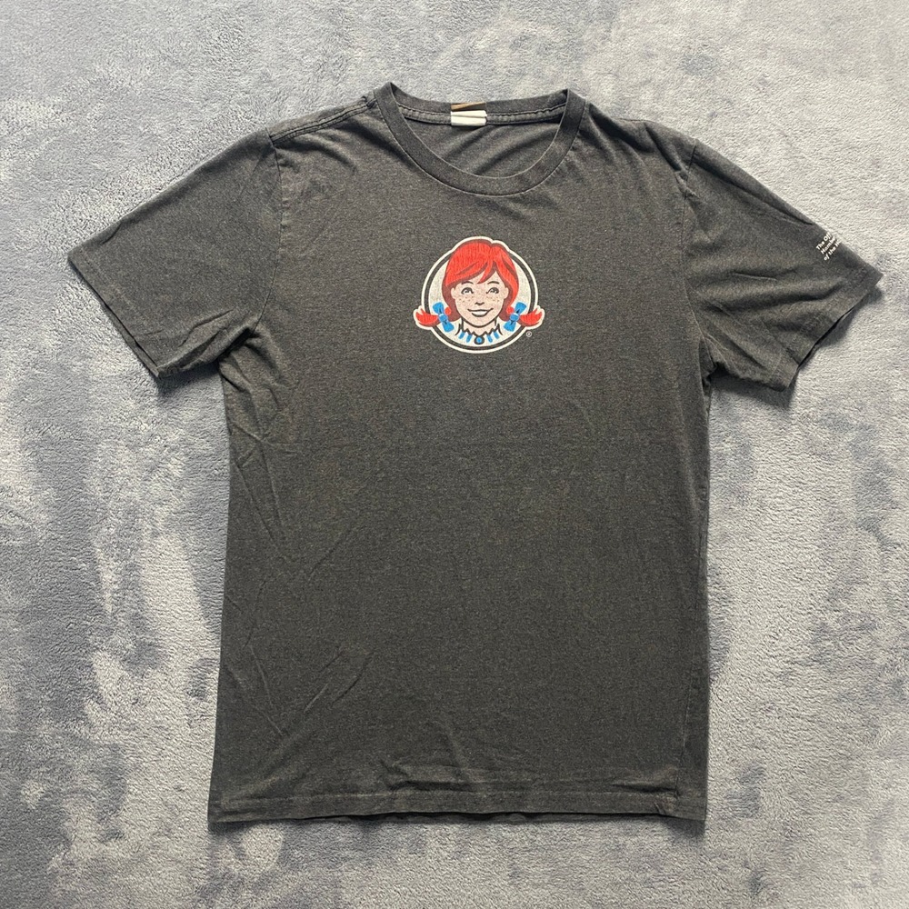 Wendy's T Shirt Mens Small Gray Excellent Wee Hours Graphic Uniform Barco WN398
